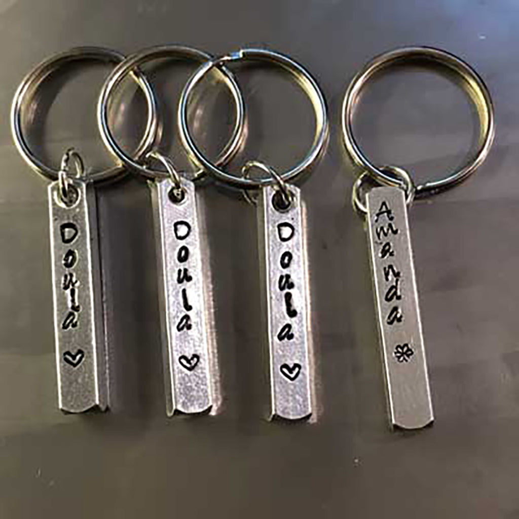 Hand-Stamped Doula Keychain