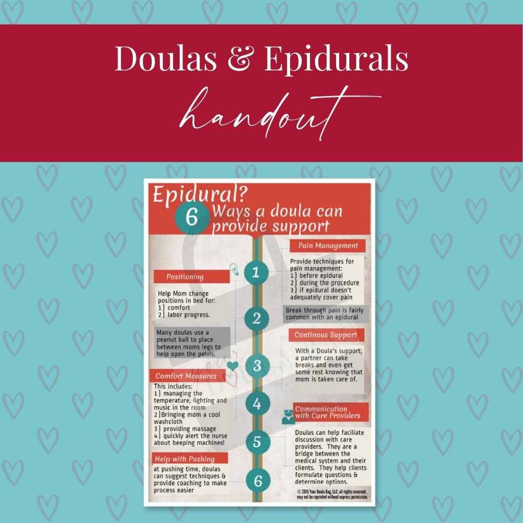 Epidural? 6 Ways a Doula Can Support Infographic Handout