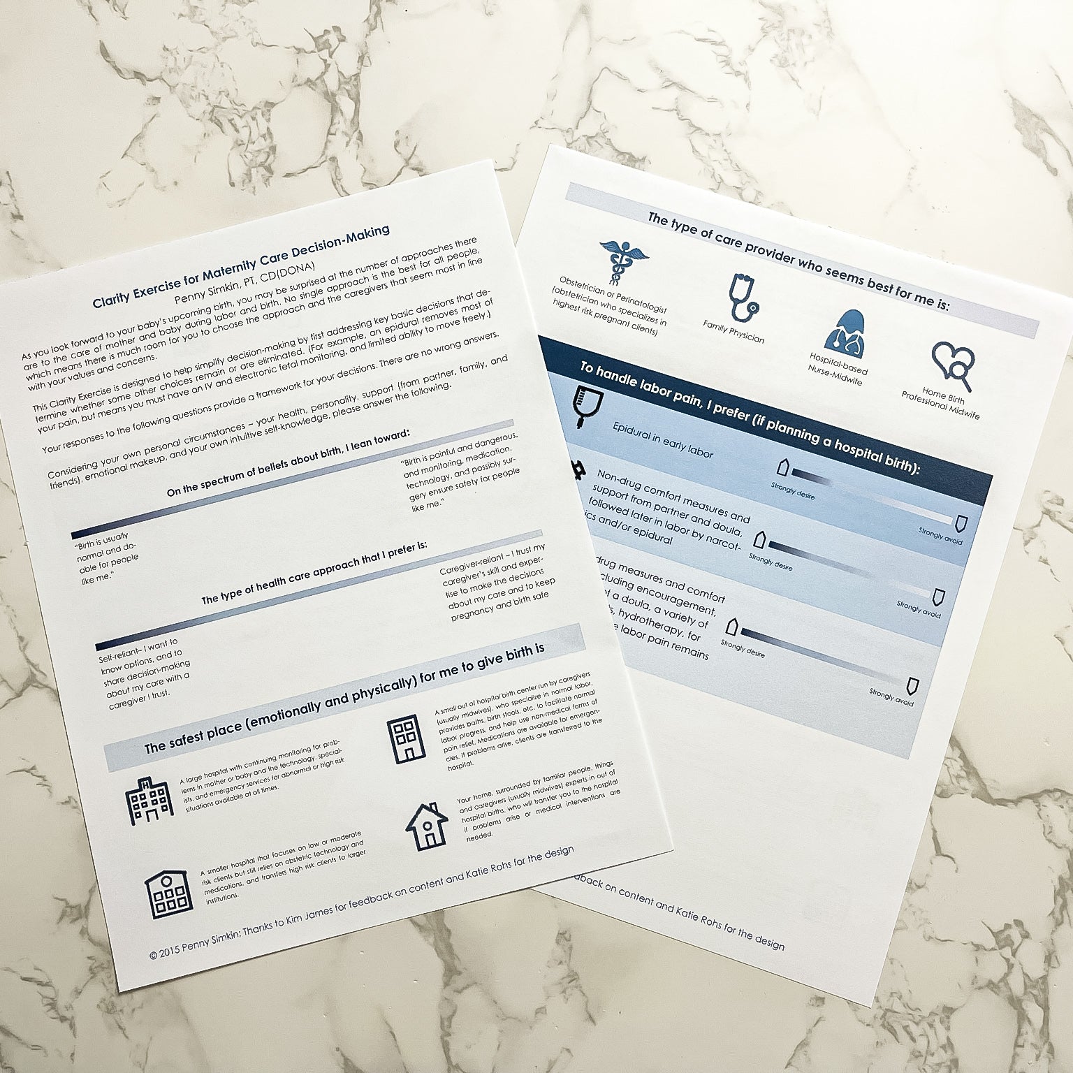 Clarity Exercise for Maternity Care Decision-Making Handout (pad of 50)