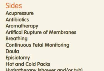 Childbirth Choice Cafe Menu Handout