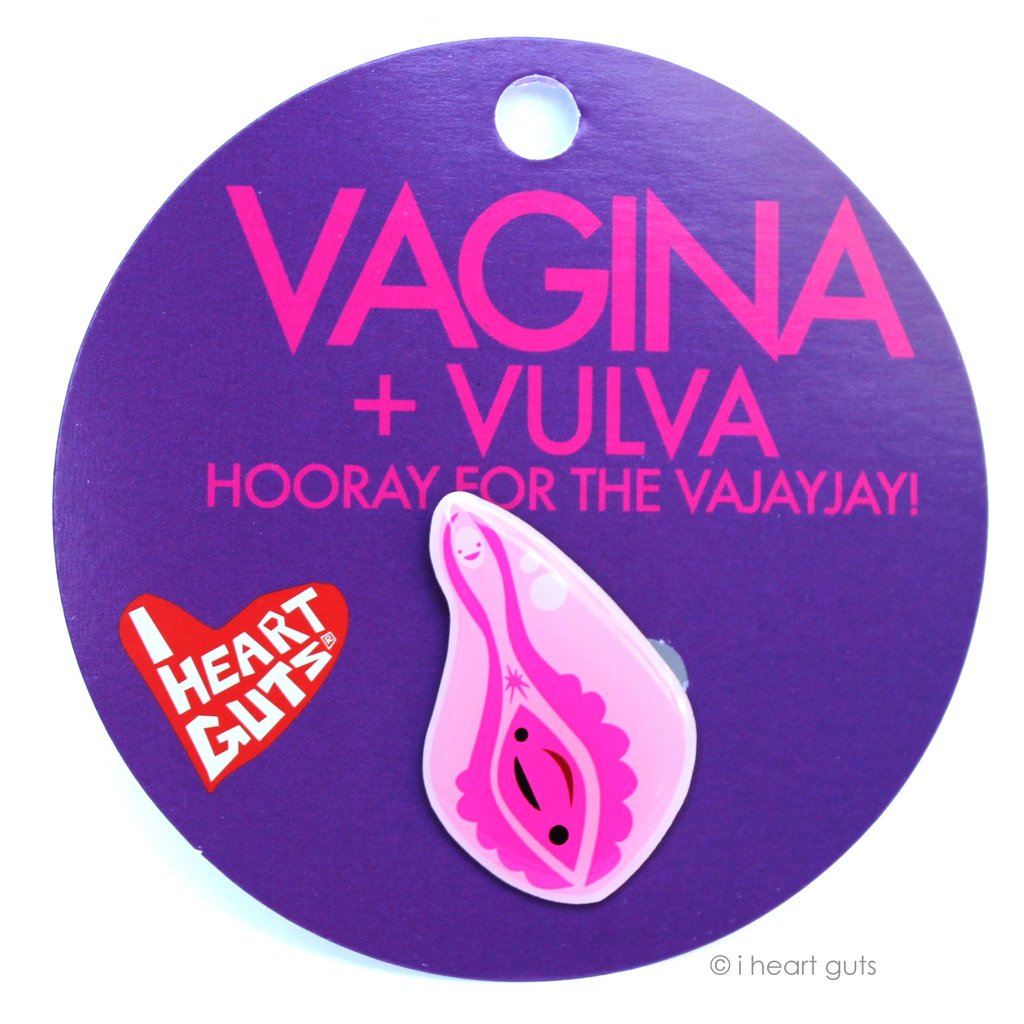 Vagina + Vulva Lapel Pin - Hooray for the Vajayjay!